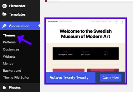 Activate the default WordPress theme