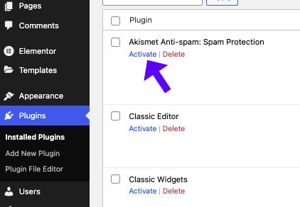 Activating plugins individually