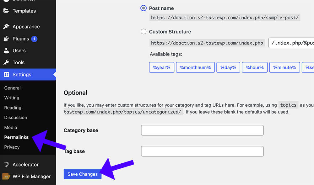 Save permalinks wordpress