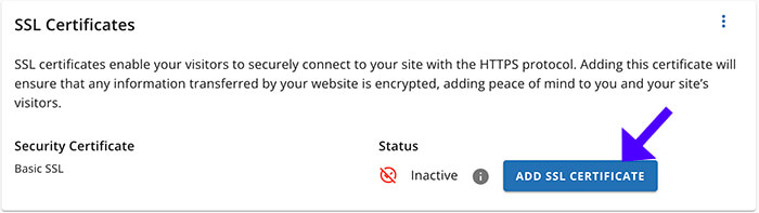 Add SSL Certificate Button