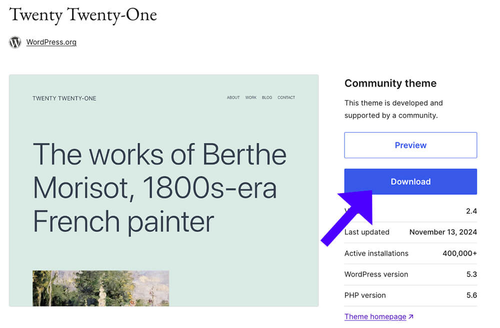 Download WordPress theme