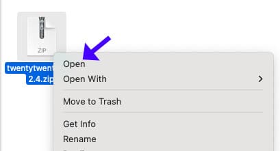 Extract theme zip file