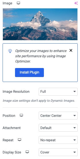 Background image configuration