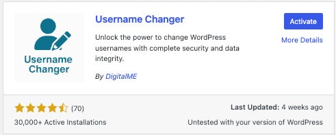 Username Changer WP Plugin