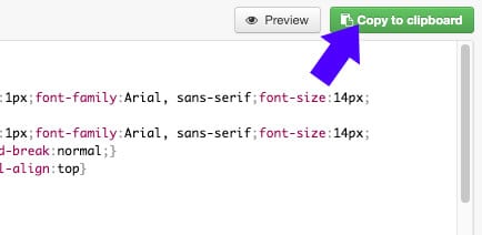 Copy Table HTML Code
