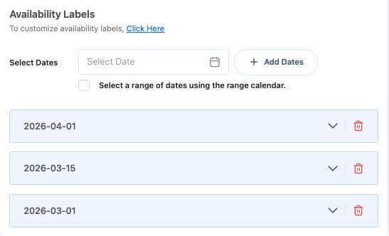 Create new fixed dates