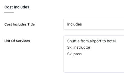 Trip includes and excludes